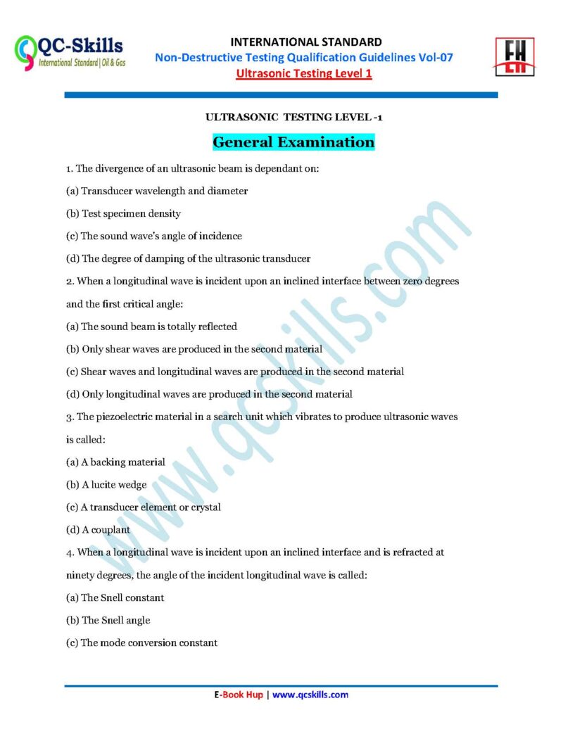 NDT, MCQ, Question & Answers, OIl & Gas, E-Books Mehcanical, Mehcanical Engineering, Oil & Gas Engineering, Mehcanical Engineering Interview Quistions,