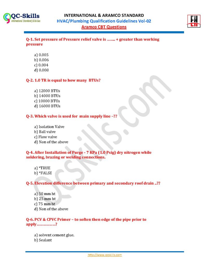 CBT ARAMCO :: QA/QC – HVAC & PLUMBING Inspector Qualification Guideline Vol-2 - Image 2