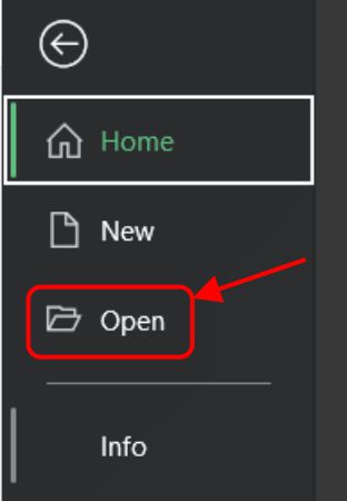 Click the Open option from file menu