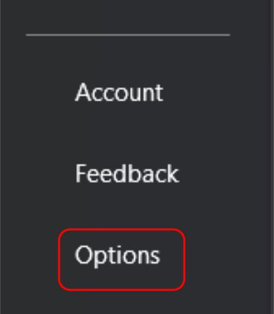 Select the Options tab