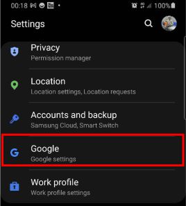 Select Google in settings