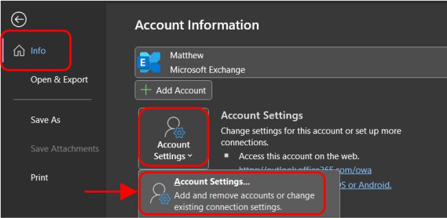 Account information settings