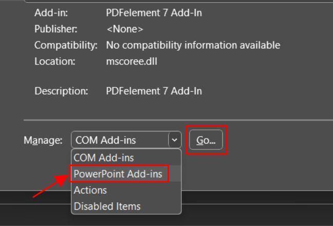 Choose PowerPoint Add-ins