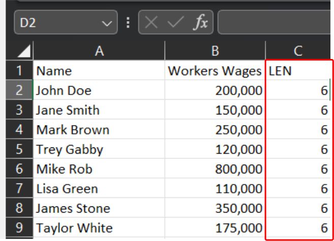Fix Excel Not Sorting Numbers Correctly: Check the number of characters in a data