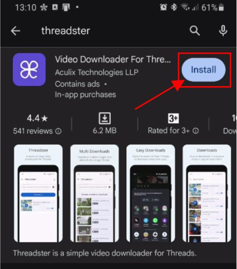 Download Threads Videos: Install the Threadster app